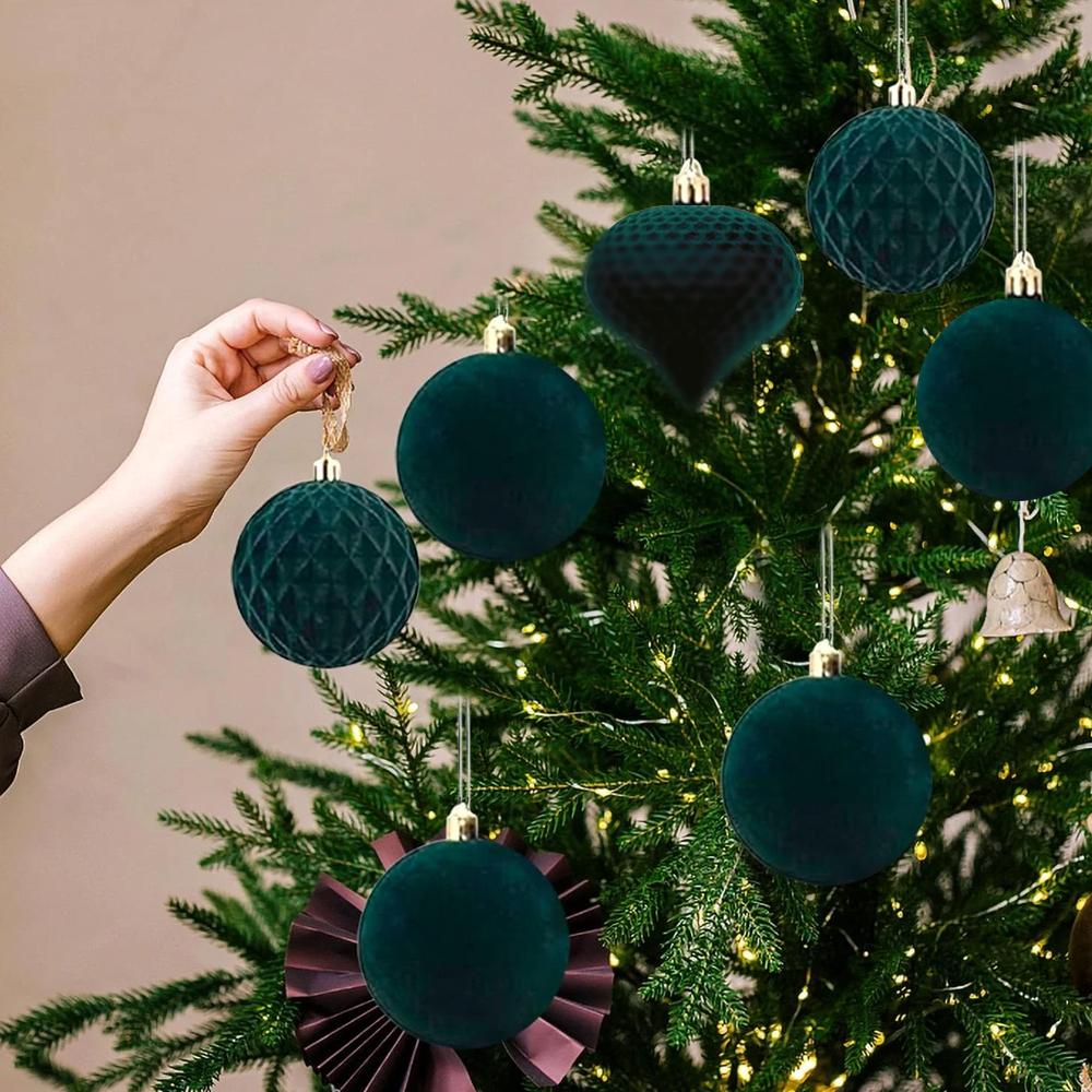 48pcs/set Velvet Christmas Ball Ornaments Christmas Decoration Box Set Products Set Ball Pendant Ball 4/6/8cm Christmas Hom Y8M5