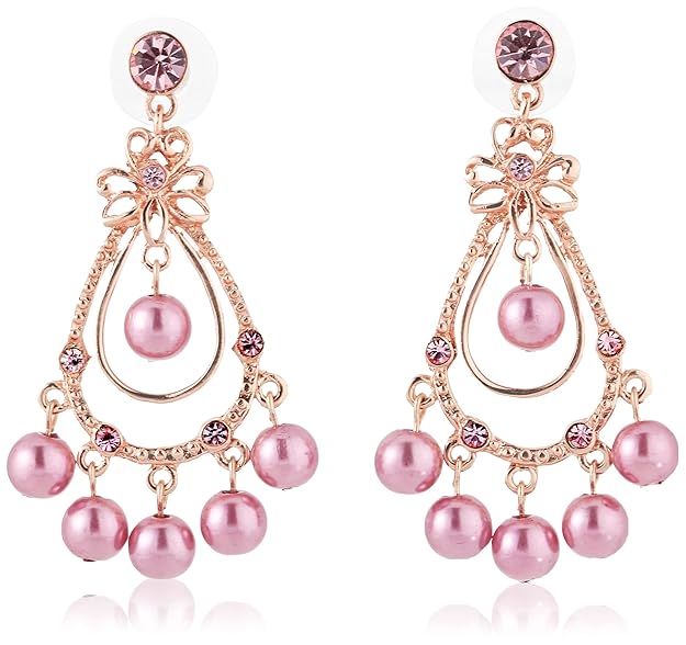 Purple And Gold Plated Fancy Trending Brass Metal Earrings For Girls and Women