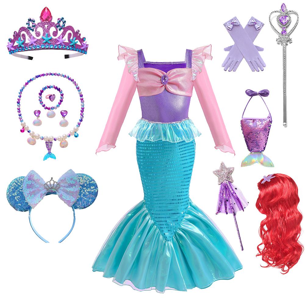 Дитячий костюм косплею русалки, костюм для рольових ігор для дівчаток, костюм для карнавалу, Хелловіну, дня народження, літня сукня принцеси