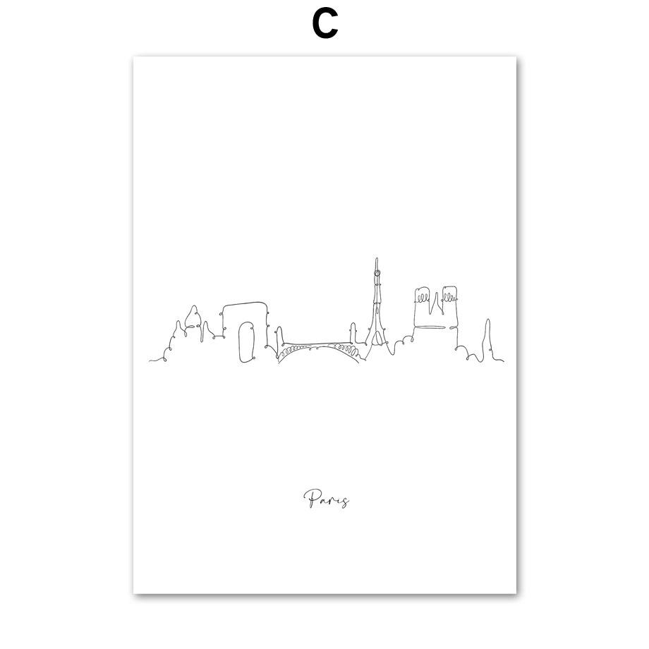 Paris New York London Sydney Taj Mahal Line Wall Art Print Canvas Painting Nordic Poster Modern Decor Picture For Living Room