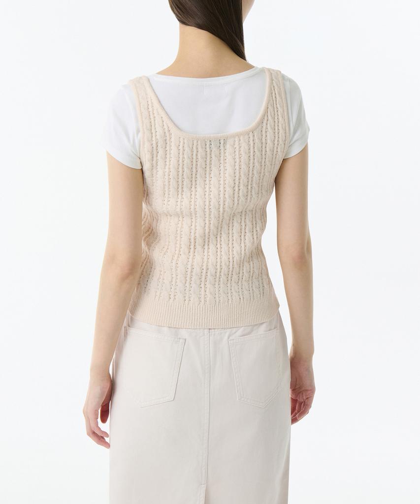 MUSINSA STANDARD WOMAN Women'S Cable Knit Sleeveless Top [Cream]