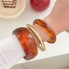 3Pcs Smudged Round Bracelet Wide Design Geometric Bangles New Resin Alloy Bangles Set  Jewelry