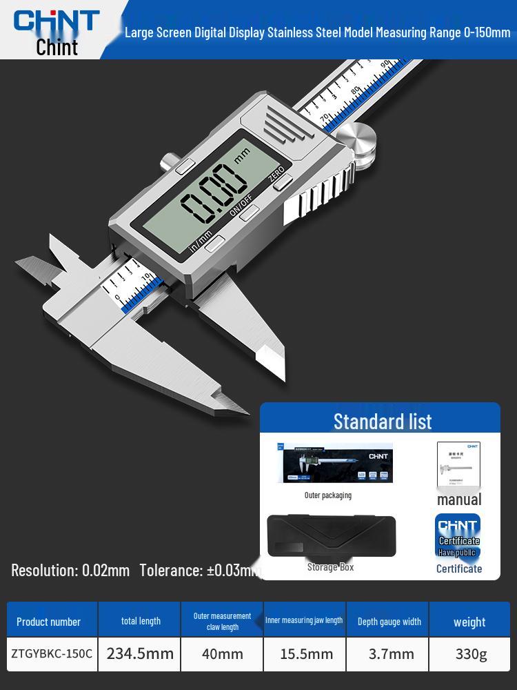 Zhengtian Electronic Digital Vernier Caliper - Precise Stainless Steel Industrial Measuring Tool