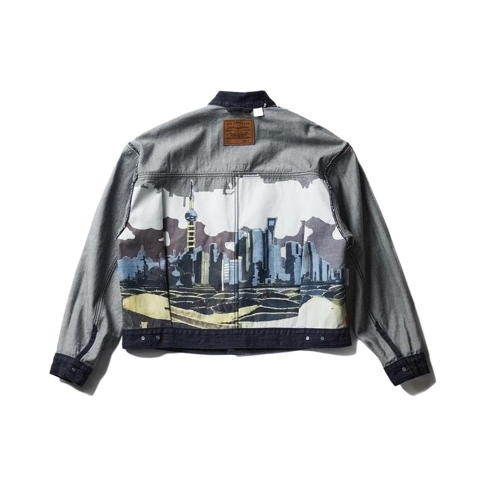 Levis X Doe Collaboration Romantic Shanghai Series Solid Color Long Sleeve Denim Jacket Unisex Jacket A5392-0000