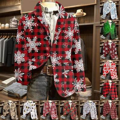 Men's Ugly Christmas Corduroy Warm Pocket Suit Jacket Cardigan Men's Casual Suit