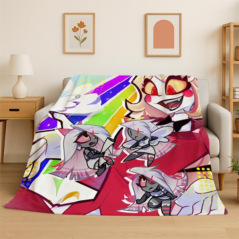 3D Cartoon H-Hazbin Hotel Charlie Flannel Blanket Soft Warm Throw Blanket for Bedroom Living Room Bed Travel Camping Picnic