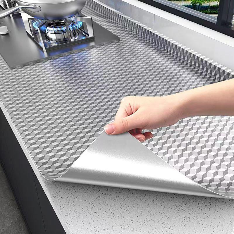 Waterproof Oil-Proof Moisture-Resistant Self-Adhesive Aluminum Foil Drawer Liner and Countertop Sticker.