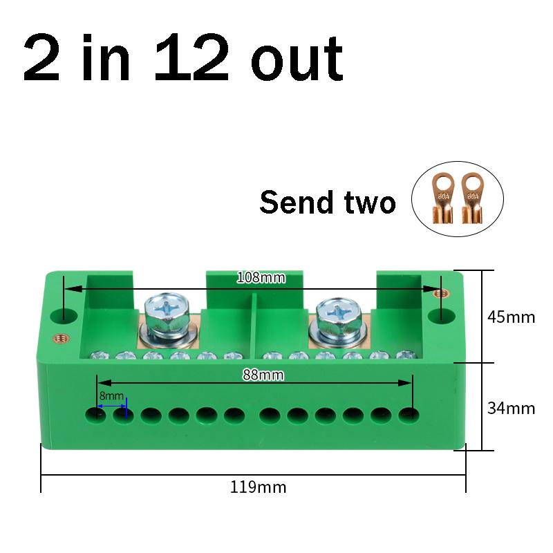 Single Phase 2-in 4 / 6 / 8 / 12 Outgoing Terminal Box Household Distribution Box Junction Box Terminal Block 220 V