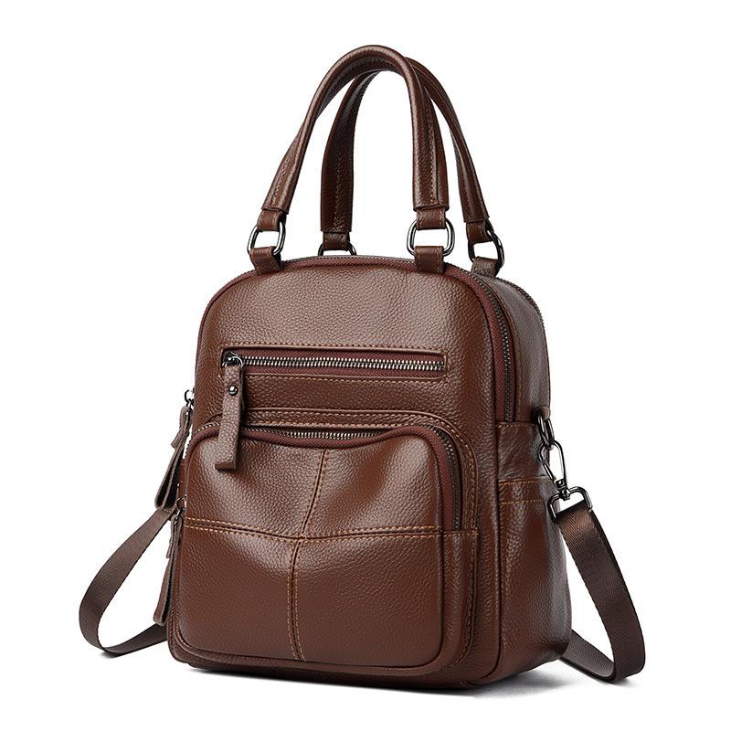 Star first-layer cowhide backpack women's bag trendy multi-functional shoulder backpack portable leather women's bag