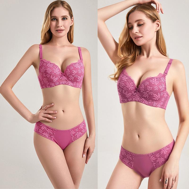 Set Reggiseno in Pizzo Francese Taglie Forti Moda Comodo e Sexy Slip Push-up e Modellante