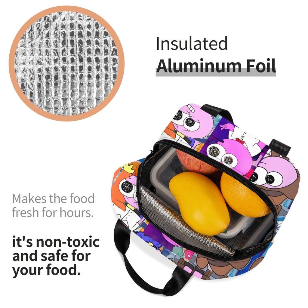 Smiling Friends Pim And Charlie Thermal Insulated Lunch Bags for Work Portable Bento Box Cooler Thermal Food Box