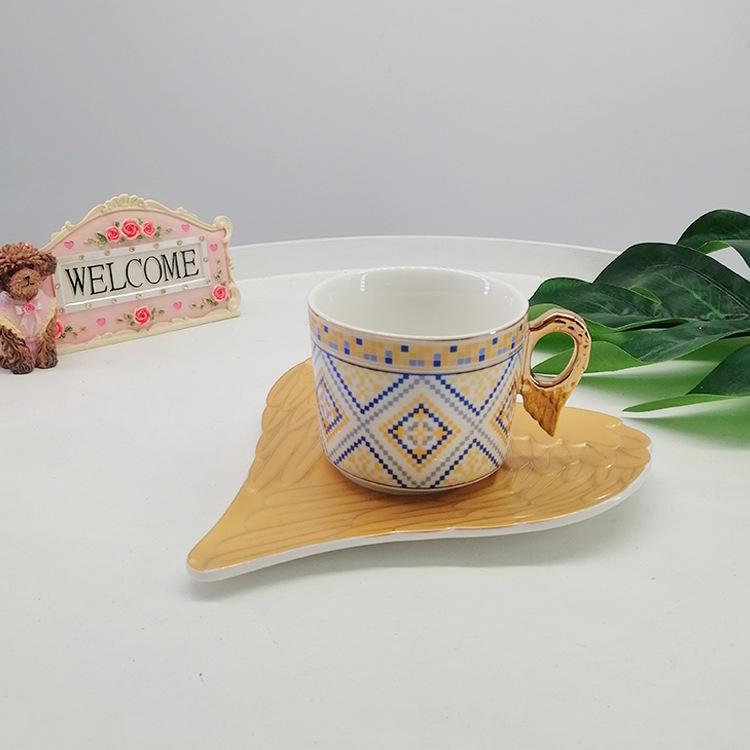Light Luxury Angel Ceramic Cup Dish Cover, European High Aesthetic Coffee Mug, Home Afternoon Tea Cup, Holiday Gift Water Cups