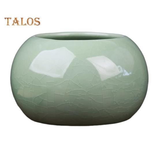 Ceramic Bowl Lotus Planter Round Mini Flowerpot Glazed Bonsai Bowl Lotus Pot for Planting Pennywort Small Hydroponic Plants