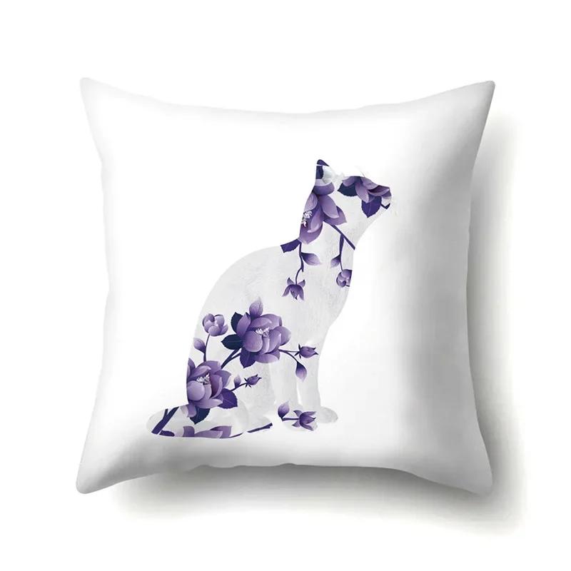 Polyester Throw Pillow Cover Home Decoration Throw Pillow Car Throw Pillow Lovely Animal Cat Print Cushion Cover