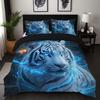 3Pcs Fashion Bedding Set Blue Tiger 3D Print Comfortable Breathable Duvet Cover King Queen Twin Single Size Boys Birthday Gift