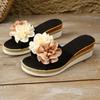 Large Size Wedge Slippers 2025 Summer Women Wear Flower Slippers Beach Casual Open-toed Slippers Women