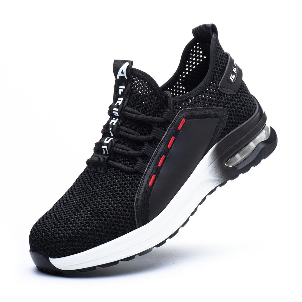 JB796 Industrielle Atmungsaktive Herren Arbeitssicherheitsschuhe Atmungsaktives Mesh Anti-Smash Sicherheitsschuhe Herren Schwarz Freizeitschuhe