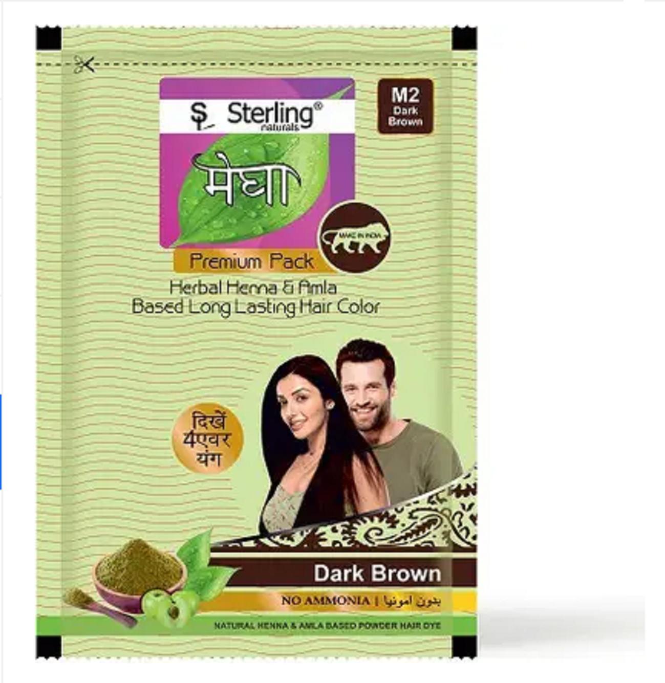 

@ MEGHA MEHANDI Herbal Based Heena Hair Colour Dark Brown 15g Pack Of 12 Zr-2567-60%Off