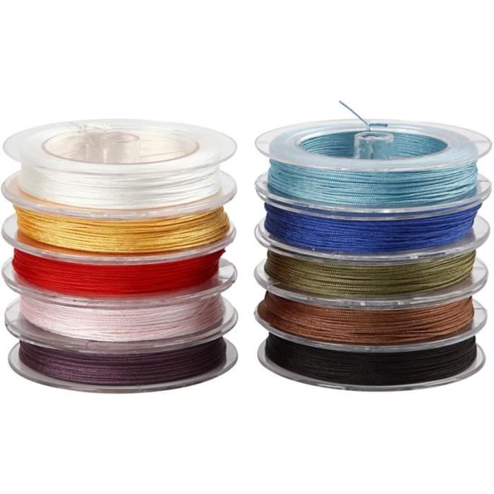 Corde en polyester - Assortiment de cordes colorées - 1 mm - 50 m - 10 pcs - Mixte