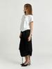 Muse Lily Side String Belted Satin Cargo Long Skirt_Black