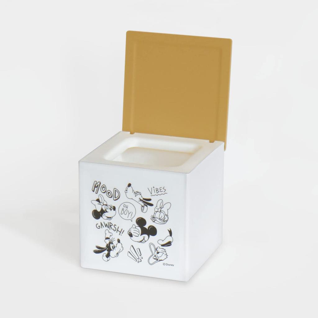 Nishiki Kasei Tissue Case with Lid, Mickey Mouse IxL-fri, Ivory