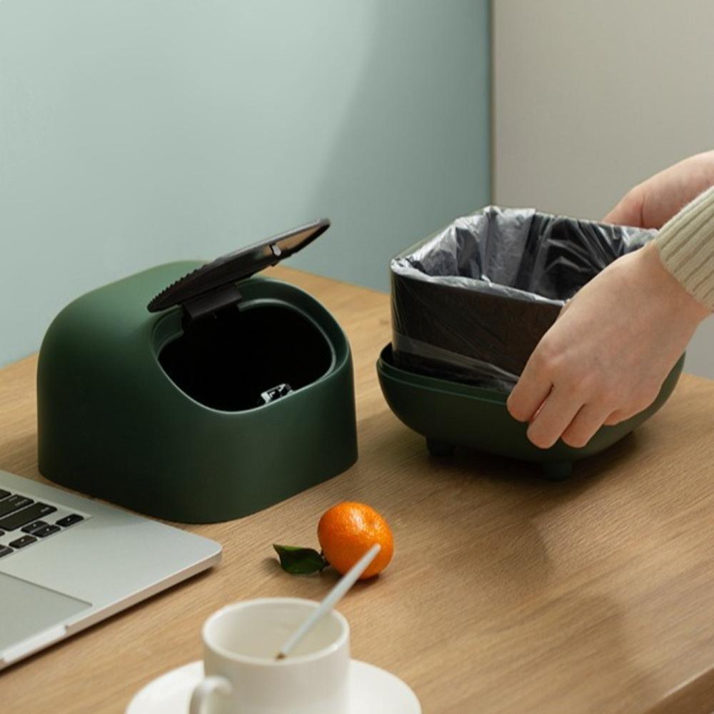 Mini Small Trash Can Press Type Garbage Container Cute Desktop Trash Bin Household