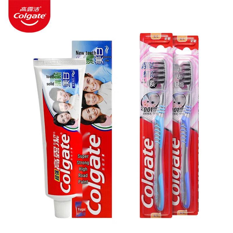 Colgate Strong Teeth Fresh Breath Toothpaste Set with Toothbrushes