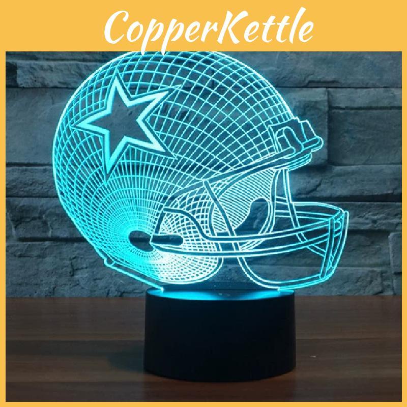 Rugby Cap Pattern 3d Led Night Light With Touch Control For Home Decor Gift