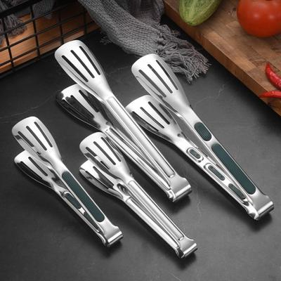 Stainless Steel Serving Tongs Heat Resistant Kitchen Tongs Non-Slip Food-Grade U-Shape Cooking Tongs for BBQ Buffet Bread Frying