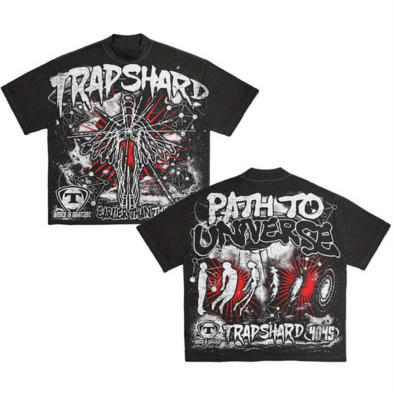 

Men s Y2K style pattern T-shirt 100% cotton soft and breathable retro summer streetwear TRAPSHARD design casual short sleeves 4XL