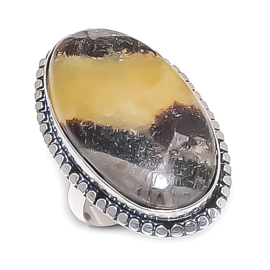 Natural Septerian Stone Gemstone 925 Sterling Silver Jewelry Ring Size 9 L7J93