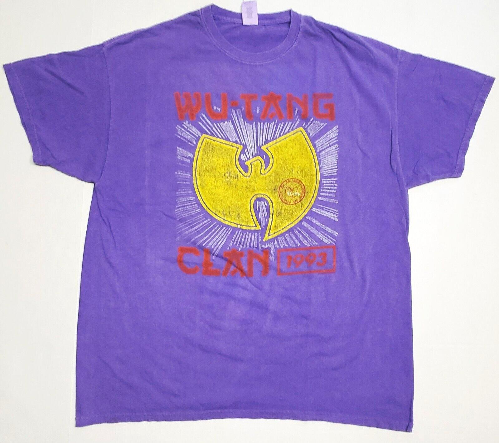 WU TANG CLAN T-shirt Distressed Mineral Wash Men s Licensed Tee XL Purple New L