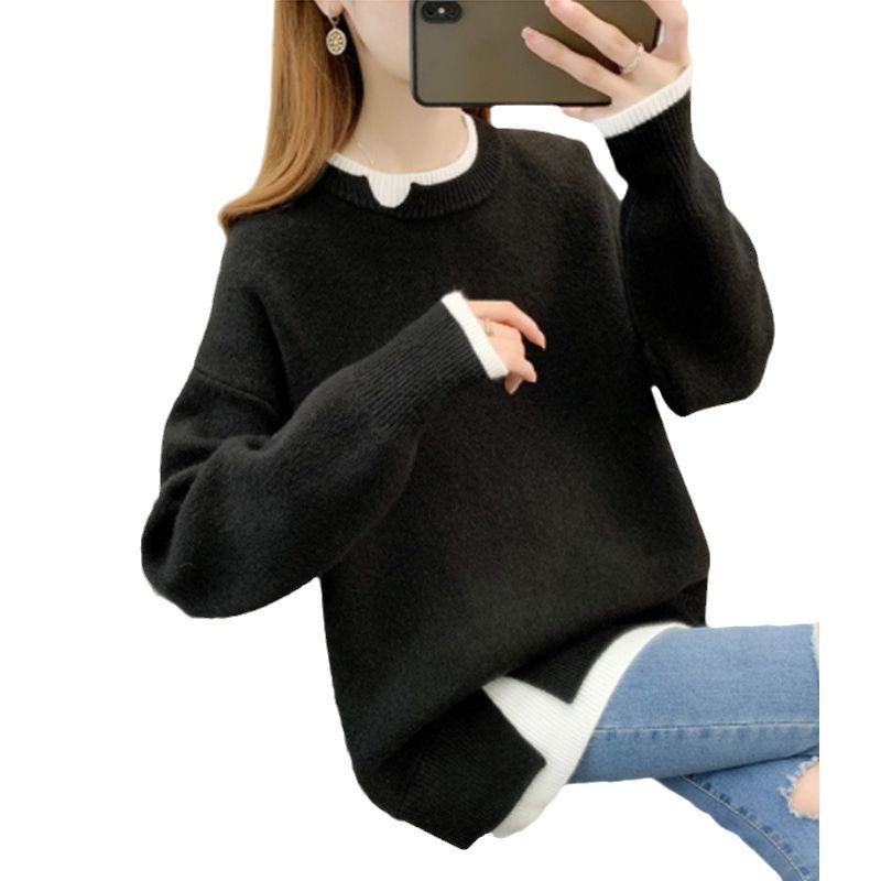 Women's Sweater Autumn and Winter New Loose and Lazy Style Outerwear Pullover Knitted Sweater