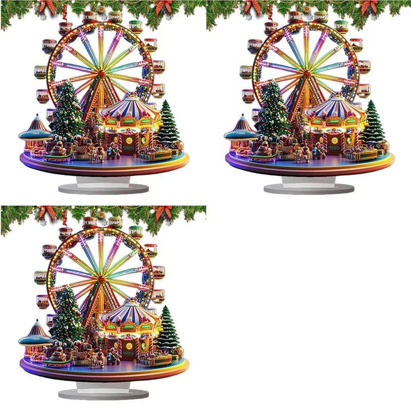 

2025 Trend 3X Acrylic Christmas Special Shape Ferriswheel Desktop Ornaments 2D Desktop Ferriswheel Decor For Home Office Bookshe