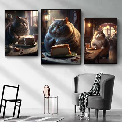 Berühmte Malerei Lustige Kawaii Katze Toilette Zeitung Poster Drucke Leinwand Gemälde Wand Kunst Bilder für Wohnzimmer Wohnkultur