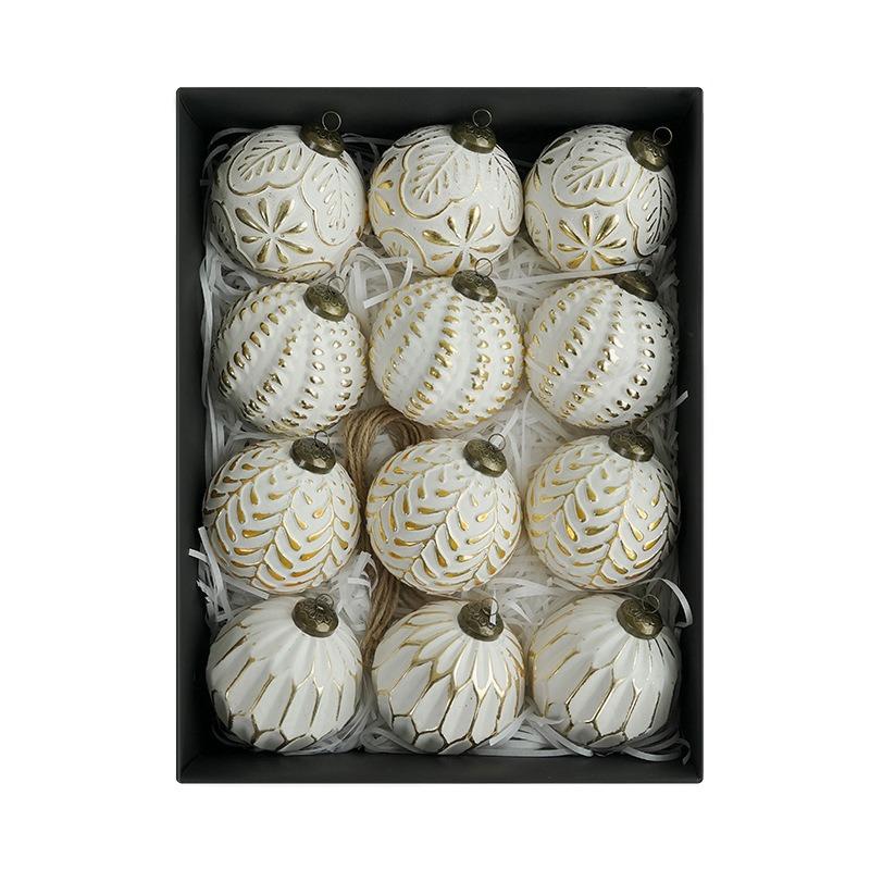 12pcs/set 8cm Vintage Style Christmas Ball Ornaments Set PVC Hanging Tree Decorations for Holiday Decor Christmas  Decoration