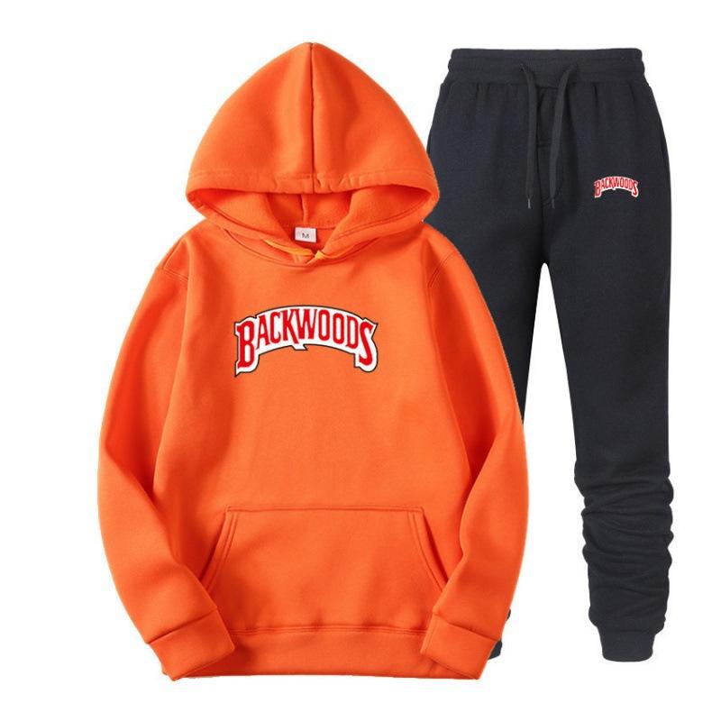Tide brand sweater set BACKWOODS printed men's and women's fleece hoodie two-piece set