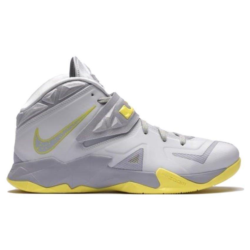 Nike LeBron Zoom Solider 7 Sonic Yellow Men Sneakers Pure-Platinum Wolf-Grey-Sonic-Yellow 599264-001