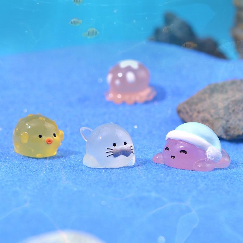 Cartoon Meeresbewohner Serie Mikrolandschaft Aquarium Landschaft Kleines Ornament Mini Seelöwe Einsiedlerkrebs Oktopus DIY Zubehör