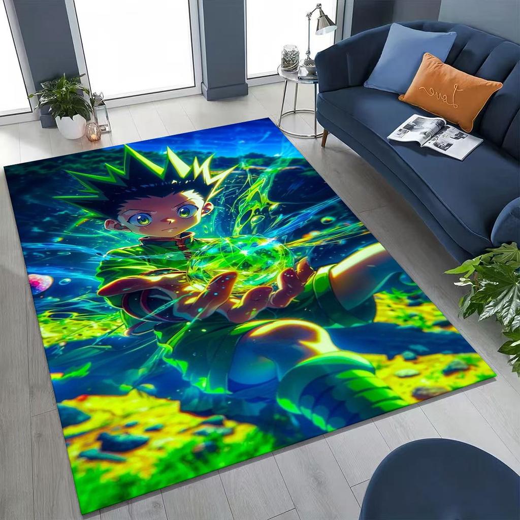 Anime HUNTER X HUNTER HXH Gon Freecss Killua Cartoon Rug for Bedroom Living Room Sofa Home Doormat Decor,Kids Non-slip Floor Mat