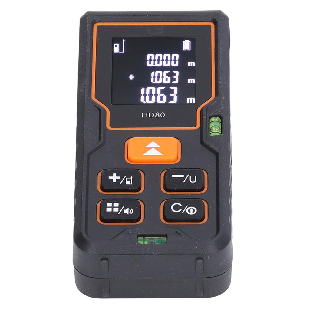 Laser Distance Meter Infrared Backlit LCD Tape Measure Distance Area Volume 80meter HD80