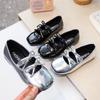 Girls Leather Shoe for Party Wedding Classic Children Flats Princess Shoes with Bow-knot Fashion Kids Black Ballet Shoes 2024