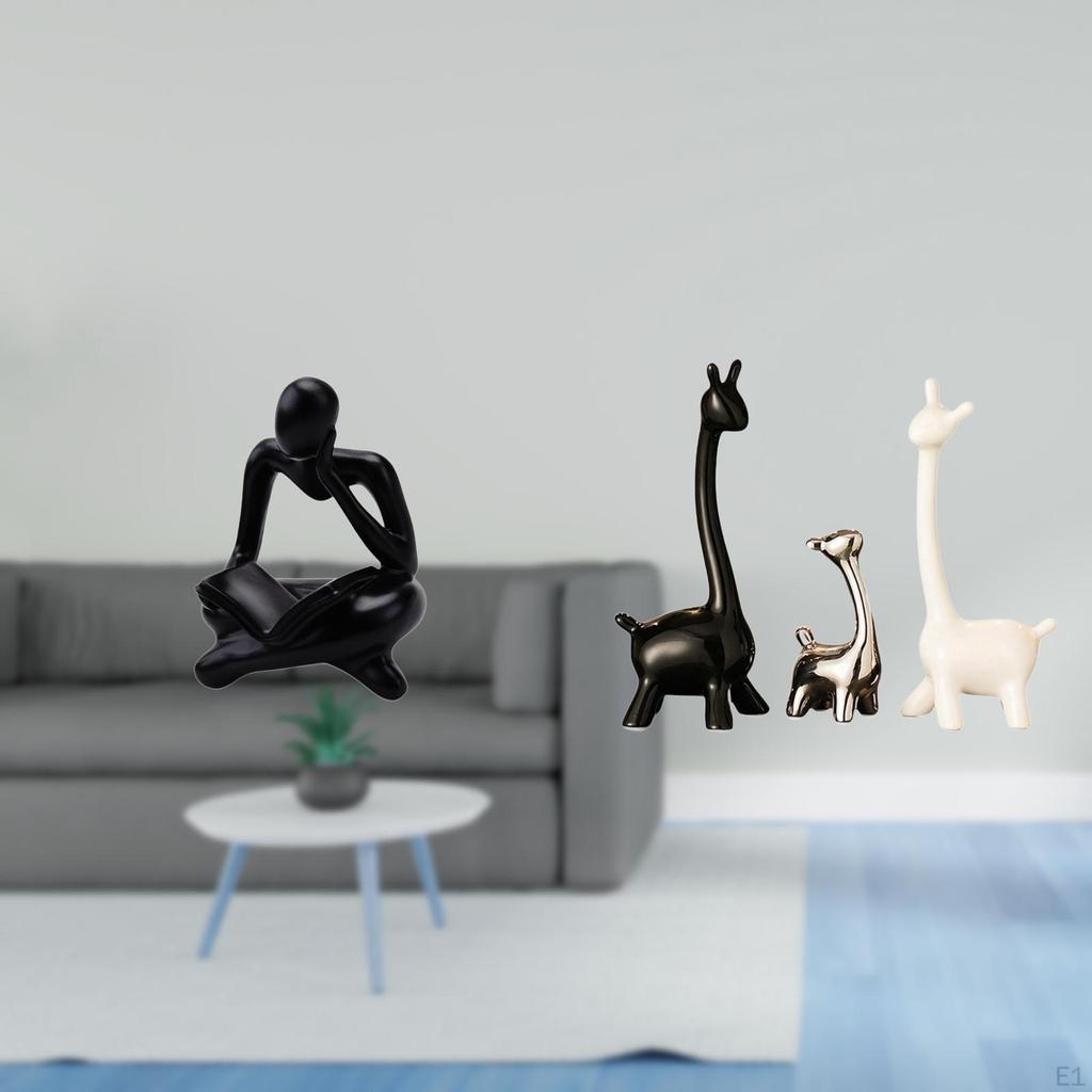 Abstract Giraffe Thinker Statue Decoration for Tabletop Living Room Shelf Office Bookshelf Ceramic