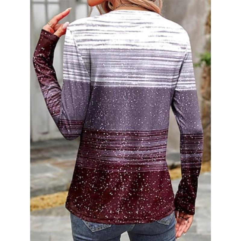 Women's T Shirt Tee Daily Casual Long Sleeve Purple Spring Fall