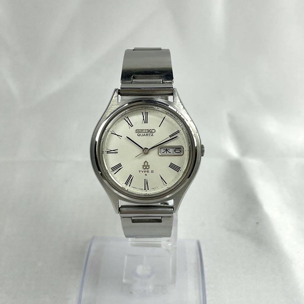 [USED] Seiko Type II Day-Date Watch, Silver, Quartz Movement, Battery Operation