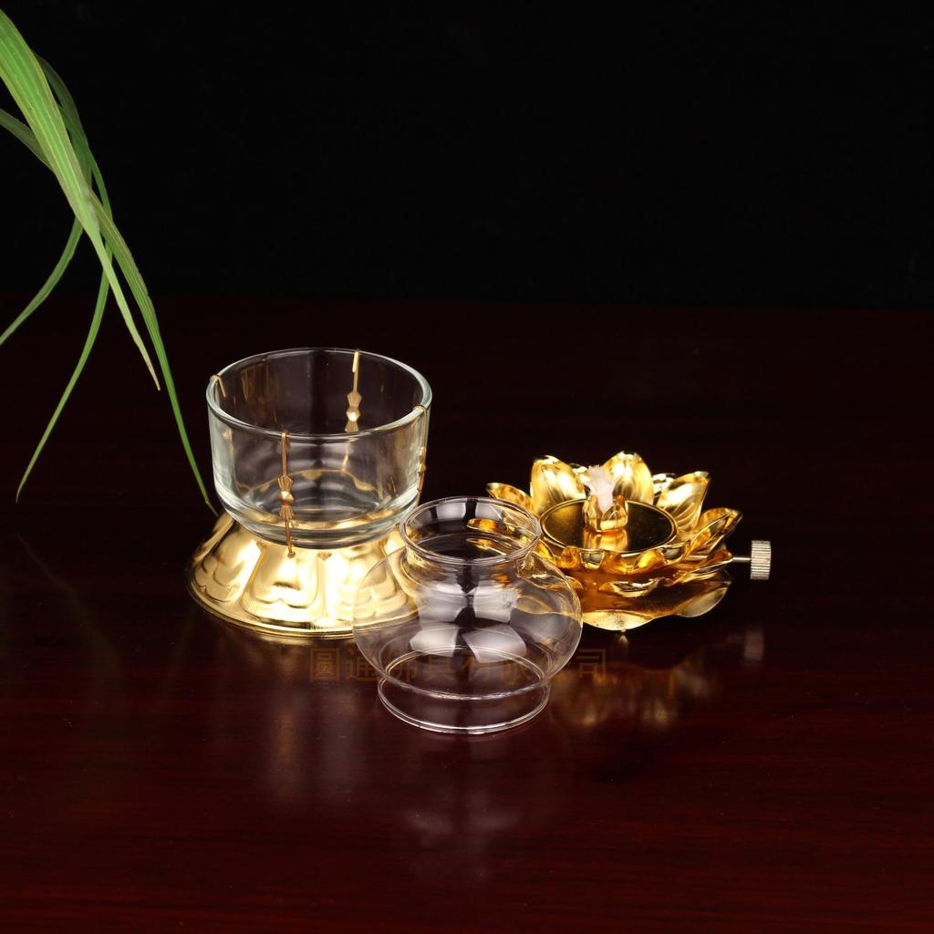 YTO Express Alloy Lotus Butter Lamp - Buddhist Altar Offering & Ever-burning God of Wealth Oil Lamp.