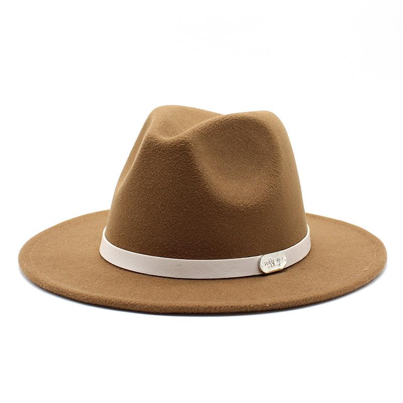 Top Hat British Classic Jazz Hat Wool Hat Big Eave Hat Versatile Flat Edge Hat Felt Hat