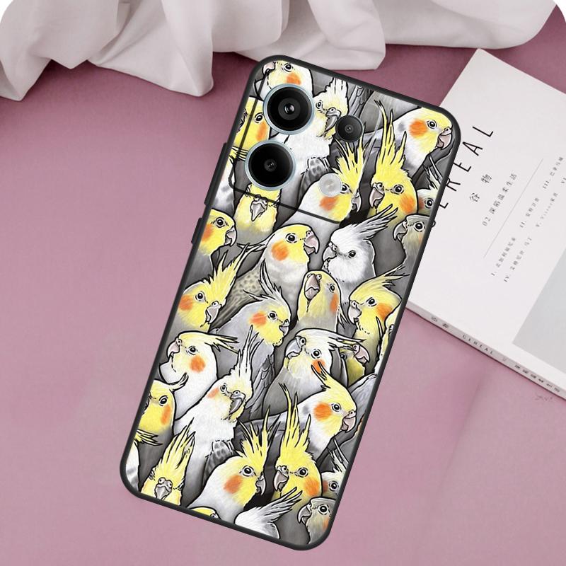 Cartoon Cockatiel Collage Case For Redmi Note 13 Pro 9 10 11 12 Pro Plus 9S 10S 11S 12S Cover For Redmi 12C 10C 13C