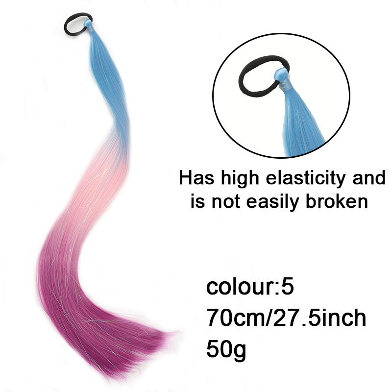 Long Straight Dyed Golden Ponytail Wig Synthetic Ponytail Wig Female Wig Shiny Heat-resistant Easy To Wear Party Use