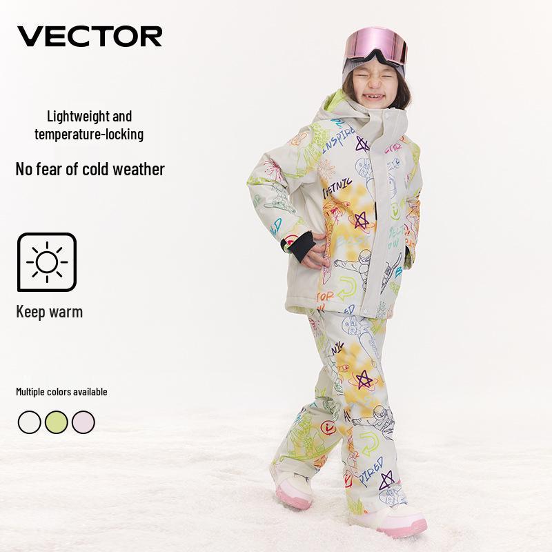 VECTOR Kids' Winter Ski Suit: Waterproof, Thickened, Cold-Proof Ski Jacket & Pants for Boys and Girls.